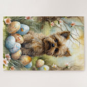 Yorkipoo Hund mit Ostereiern Urlaub Puzzle (Horizontal)