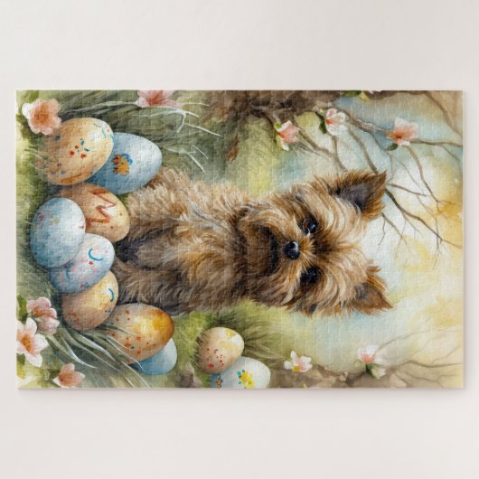 Yorkipoo Hund mit Ostereiern Urlaub Puzzle (Horizontal)