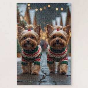 Yorkipoo Hunde Weihnachten Schnee Urlaub Puzzle