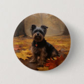Yorkipoo im Herbstfall Inspiriert Button (Vorderseite)