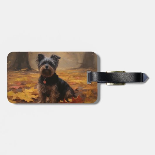 Yorkipoo im Herbstfall Inspiriert Gepäckanhänger (Rückseite horizontal)