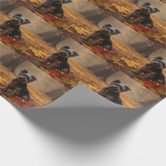 Yorkipoo im Herbstfall Inspiriert Geschenkpapier (Ecke)