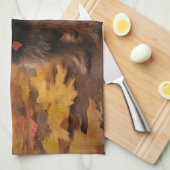 Yorkipoo im Herbstfall Inspiriert Geschirrtuch (Viertel Falte)