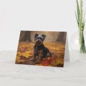 Yorkipoo im Herbstfall Inspiriert Karte (Vorderseite)
