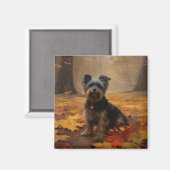 Yorkipoo im Herbstfall Inspiriert Magnet (Vorderseite/Rückseite)