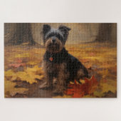 Yorkipoo im Herbstfall Inspiriert Puzzle (Horizontal)