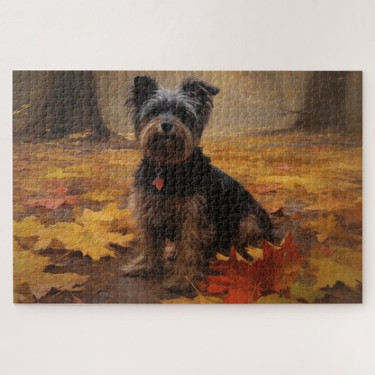 Yorkipoo im Herbstfall Inspiriert Puzzle (Horizontal)