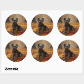 Yorkipoo im Herbstfall Inspiriert Runder Aufkleber (Blatt)
