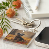 Yorkipoo im Herbstfall Inspiriert Schlüsselanhänger (Vorderseite rechts)