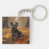 Yorkipoo im Herbstfall Inspiriert Schlüsselanhänger (Rückseite)