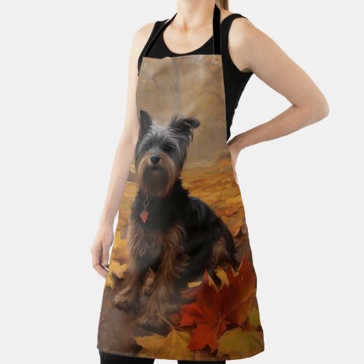 Yorkipoo im Herbstfall Inspiriert Schürze (InSitu)