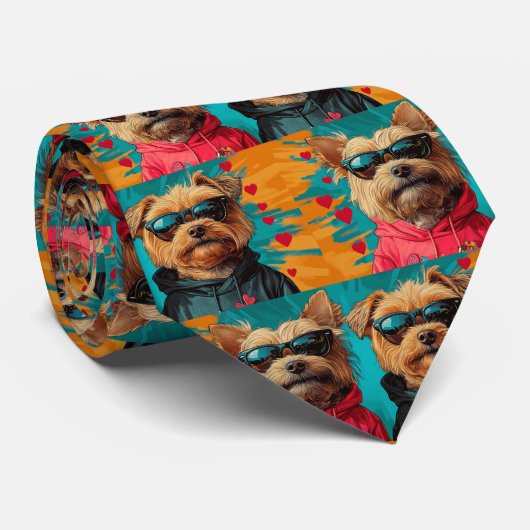 Yorkipoo mit Herz-Rose Valentinstag Krawatte (Gerollt)