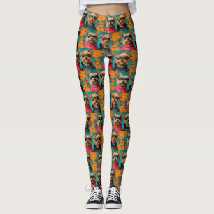 Yorkipoo mit Herz Rosen Valentinstag Leggings