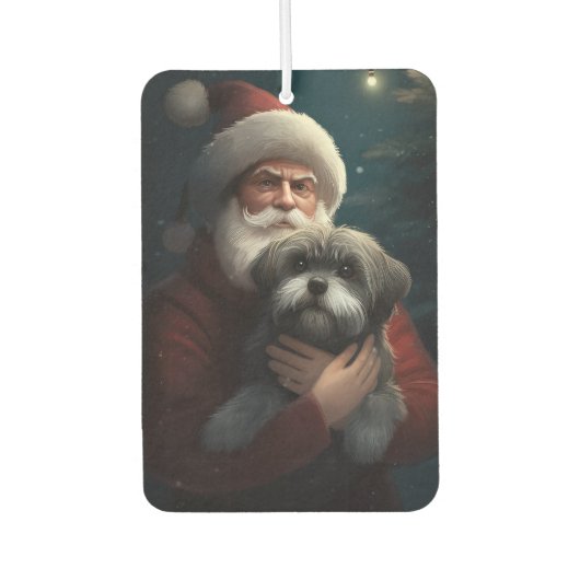 Yorkipoo mit Weihnachtsfeiern Autolufterfrischer (Vorderseite)