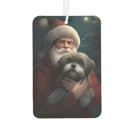 Yorkipoo mit Weihnachtsfeiern Autolufterfrischer (Rückseite)