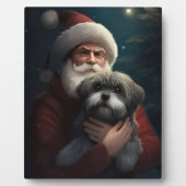 Yorkipoo mit Weihnachtsfeiern Fotoplatte (Vorderseite)