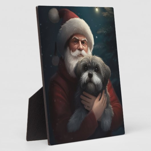 Yorkipoo mit Weihnachtsfeiern Fotoplatte (Seite)