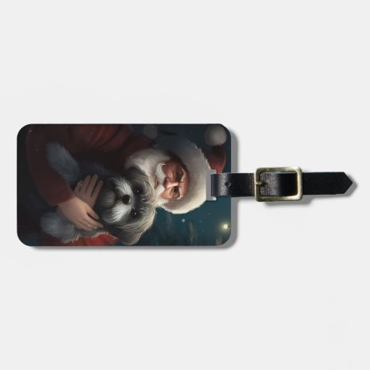 Yorkipoo mit Weihnachtsfeiern Gepäckanhänger (Vorderseite horizontal)