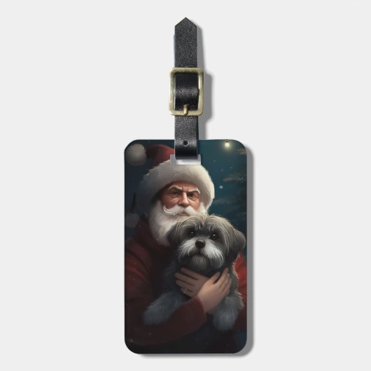 Yorkipoo mit Weihnachtsfeiern Gepäckanhänger (Vorderseite vertikal)