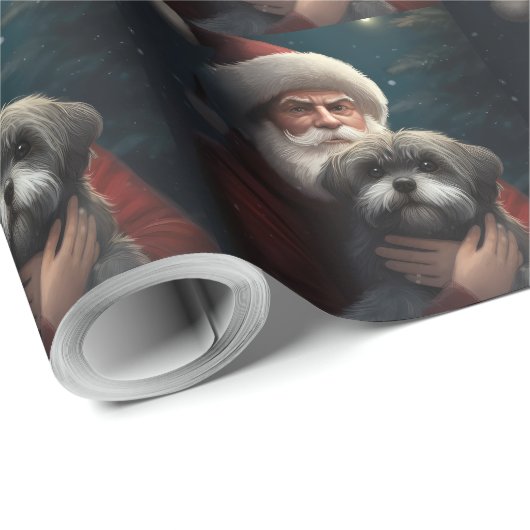 Yorkipoo mit Weihnachtsfeiern Geschenkpapier (Rolleneckpunkt)