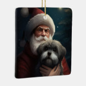 Yorkipoo mit Weihnachtsfeiern Keramikornament (Rechts)