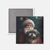 Yorkipoo mit Weihnachtsfeiern Magnet (Vorderseite/Rückseite)