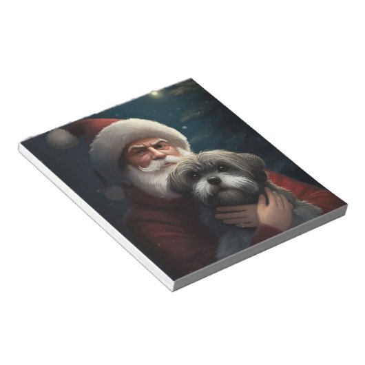 Yorkipoo mit Weihnachtsfeiern Notizblock (angewinkelt)