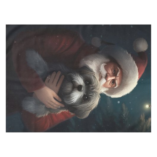 Yorkipoo mit Weihnachtsfeiern Tischdecke (Vorderseite (Horizontal))