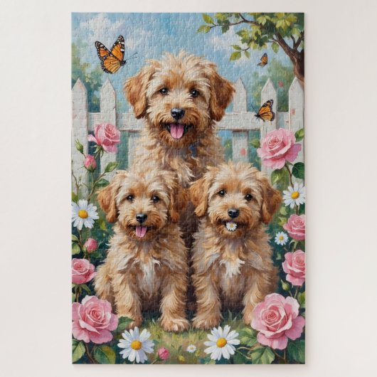 Yorkipoo-Pastell-Rosengarten-Kunst Puzzle (Vertikal)