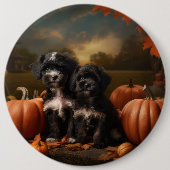 Yorkipoo Puppy Autumn Delight Pumpkin Button (Vorderseite)
