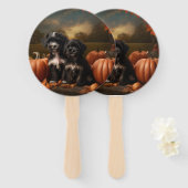 Yorkipoo Puppy Autumn Delight Pumpkin Fächer (Vorne und Hinten)