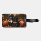 Yorkipoo Puppy Autumn Delight Pumpkin Gepäckanhänger (Rückseite horizontal)
