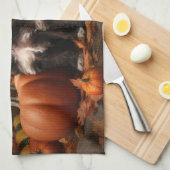 Yorkipoo Puppy Autumn Delight Pumpkin Geschirrtuch (Viertel Falte)