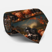 Yorkipoo Puppy Autumn Delight Pumpkin Krawatte (Gerollt)