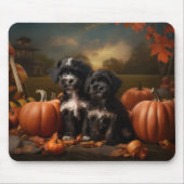 Yorkipoo Puppy Autumn Delight Pumpkin Mousepad (Vorne)