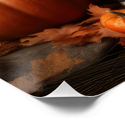 Yorkipoo Puppy Autumn Delight Pumpkin Poster (Ecke)