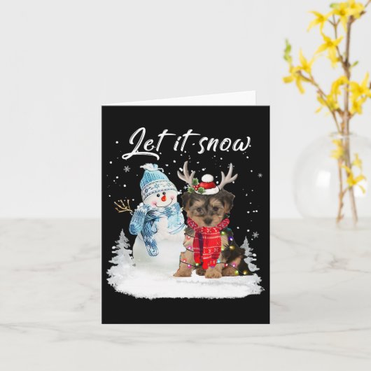 Yorkipoo Santa Dog Weihnachtsschneemann Xmas Pajam Karte (Gelbe Blume)