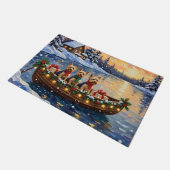Yorkipoo Weihnachtsboot-Feiertag Fußmatte (Schrägansicht)