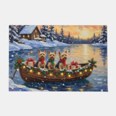 Yorkipoo Weihnachtsboot-Feiertag Fußmatte (Vorderseite)