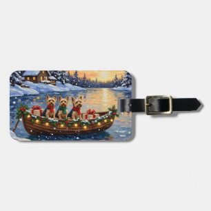 Yorkipoo-Weihnachtsboot-Feiertag Gepäckanhänger