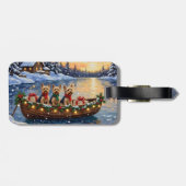 Yorkipoo-Weihnachtsboot-Feiertag Gepäckanhänger (Rückseite horizontal)
