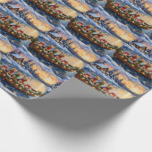 Yorkipoo-Weihnachtsboot-Feiertag Geschenkpapier (Ecke)