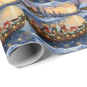 Yorkipoo-Weihnachtsboot-Feiertag Geschenkpapier (Rolleneckpunkt)