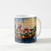 Yorkipoo-Weihnachtsboot-Feiertag Kaffeetasse (VorderseiteRechts)