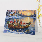 Yorkipoo-Weihnachtsboot-Feiertag Karte (Gelbe Blume)