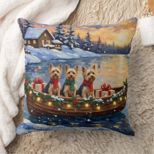 Yorkipoo-Weihnachtsboot-Feiertag Kissen