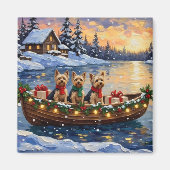 Yorkipoo-Weihnachtsboot-Feiertag Magnet (Vorne)