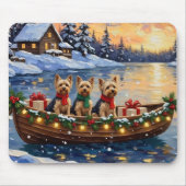 Yorkipoo-Weihnachtsboot-Feiertag Mousepad (Vorne)