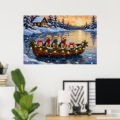 Yorkipoo-Weihnachtsboot-Feiertag Poster (Heimbüro)