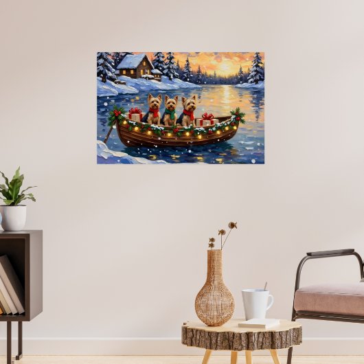 Yorkipoo-Weihnachtsboot-Feiertag Poster (Wohnzimmer 3)